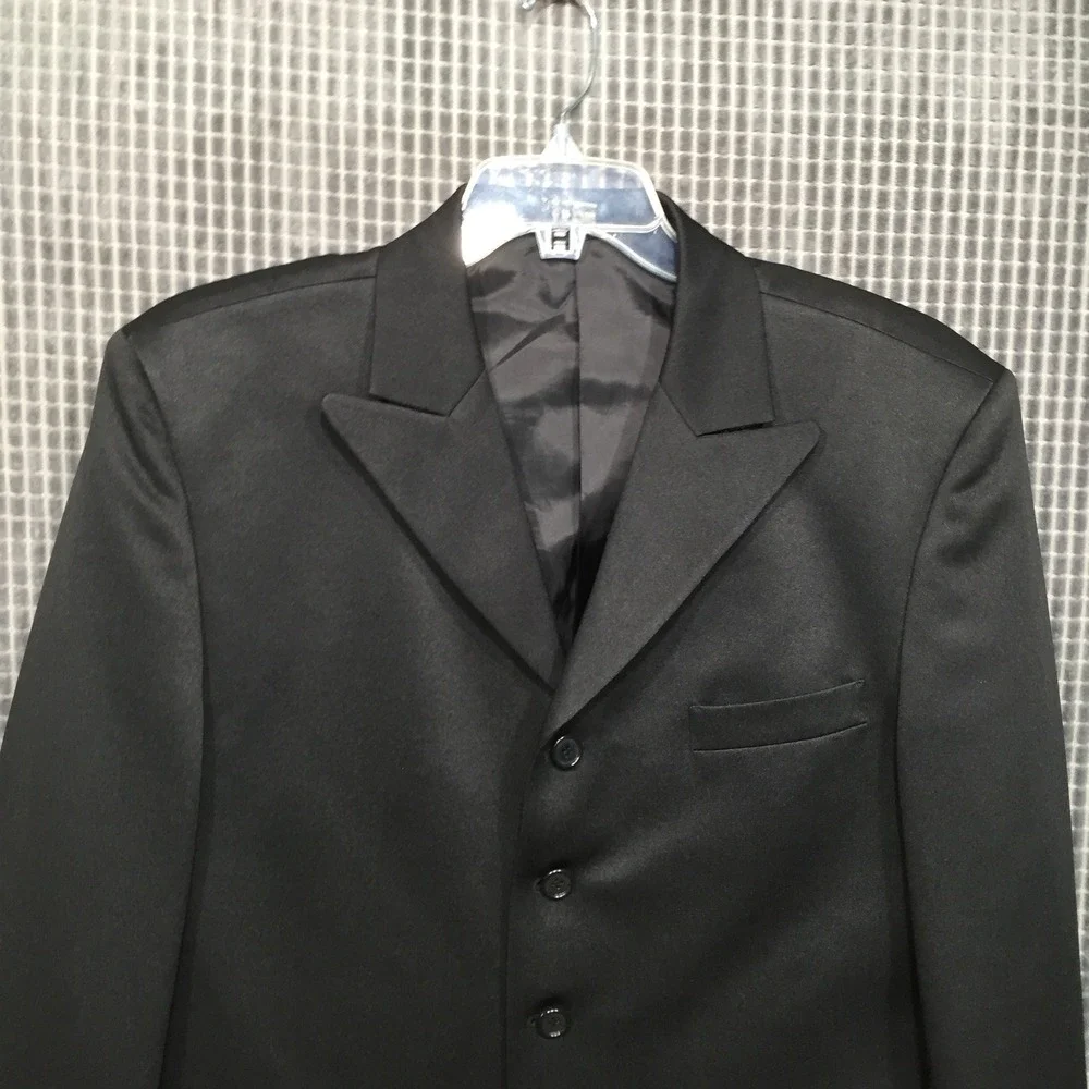 Gino Cappeli Mens Blazer 5-Button Formal Suit Jacket 46 Black